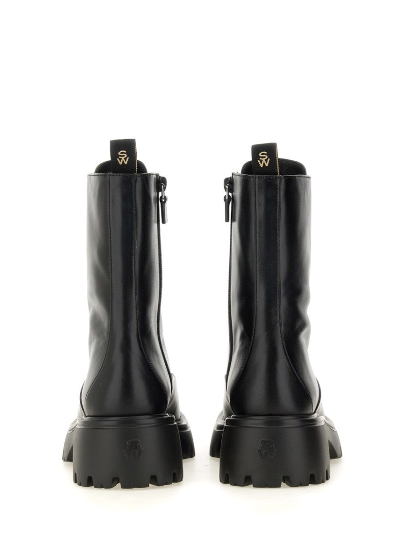 Stuart Weitzman Chunky Sole Black Calf Leather Boots