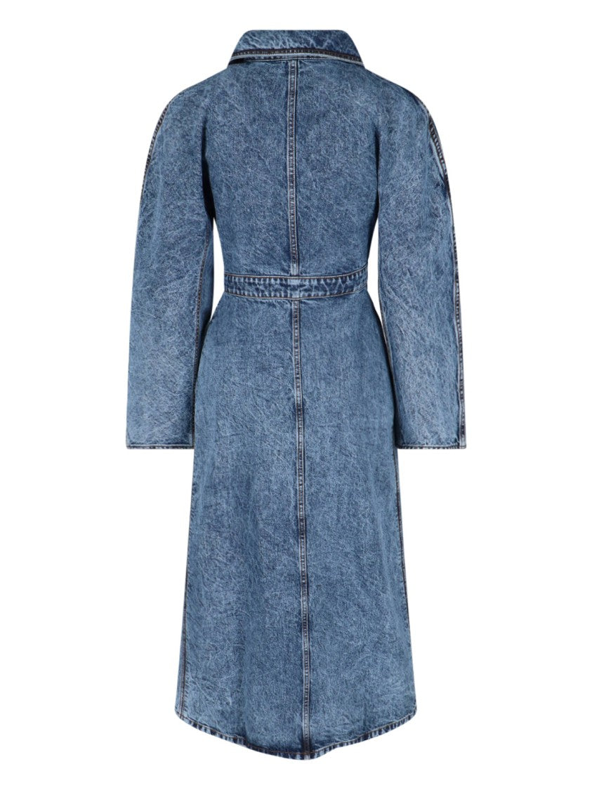 Alaïa Denim Trench Coat With Classic Collar