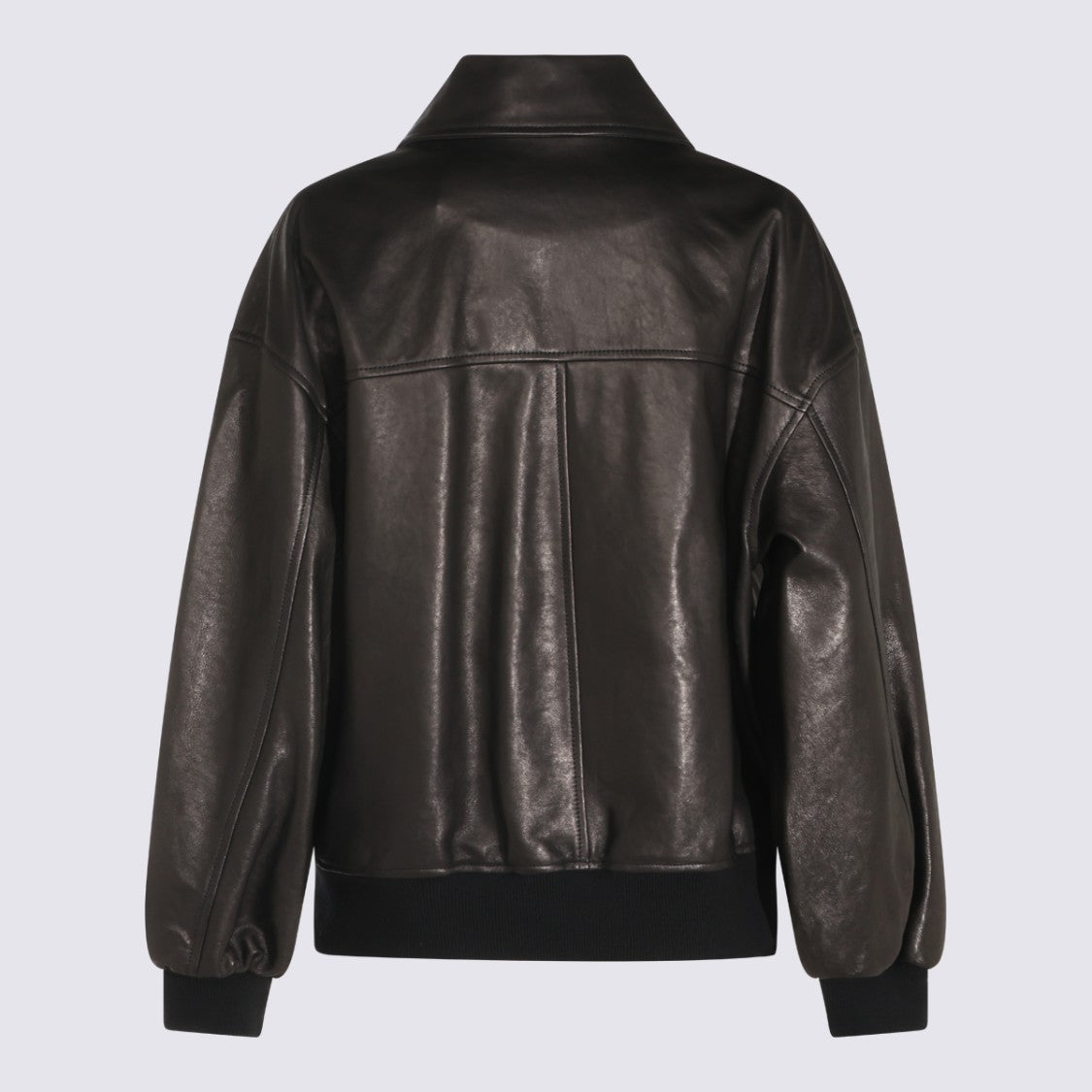 Khaite Smooth Leather Jacket With Pointed Collar