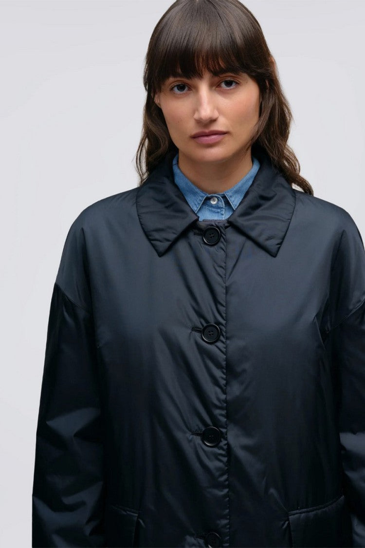 Aspesi Navy Teena Polyamide Four-Button Coat