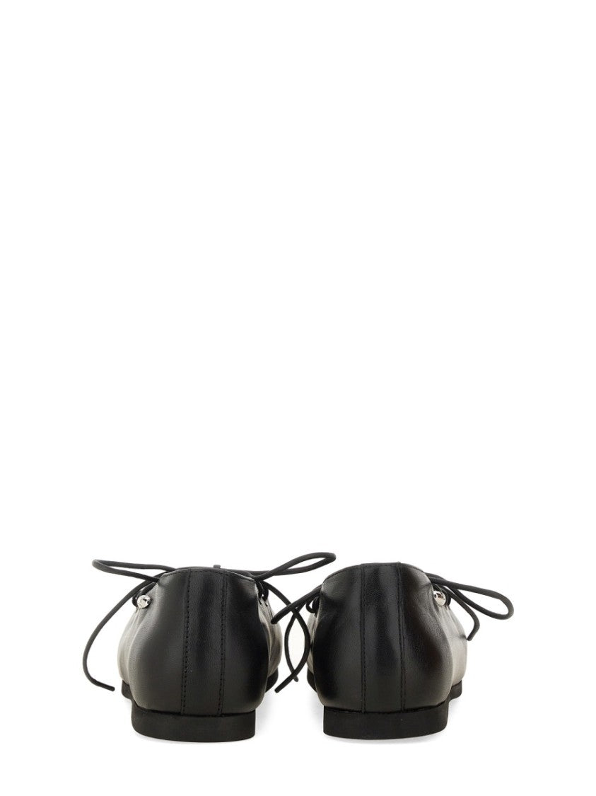 Our Legacy Minimalist Black Ballerina Slip-Ons With Lace-Up Detailing