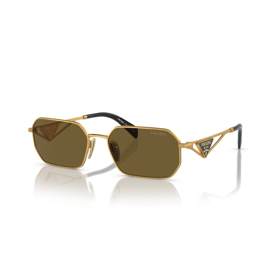 Prada 0Pr A51s Geometric Gold Metal Frame Sunglasses
