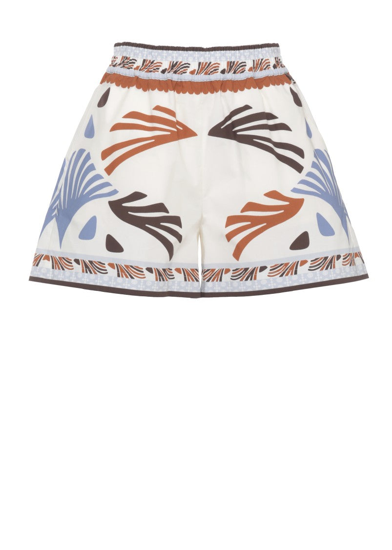 Herno Ivory Printed Elastic Waist Shorts