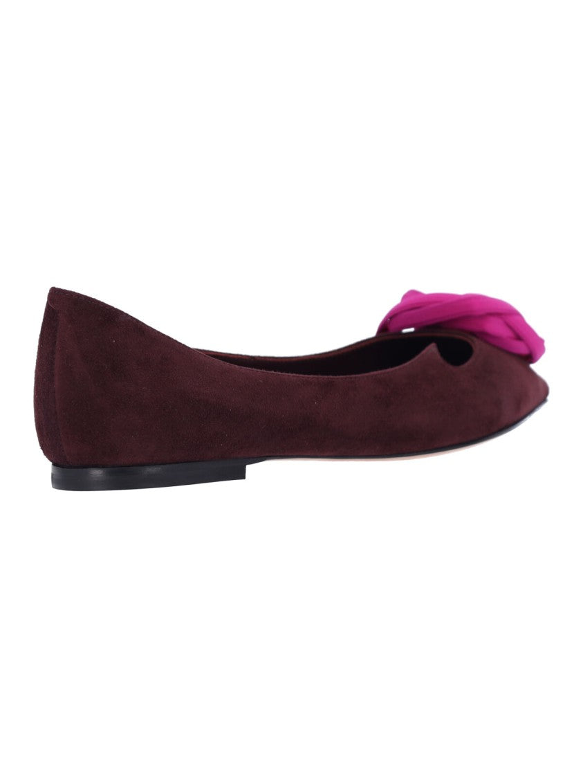Roger Vivier Brown Rose Vivier Suede Flats