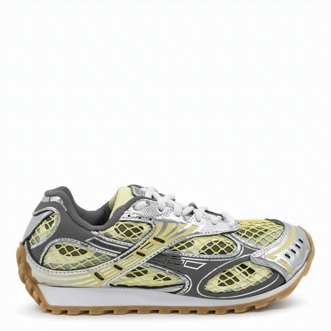 Bottega Veneta Mesh Upper Sneakers With Metallic Accents