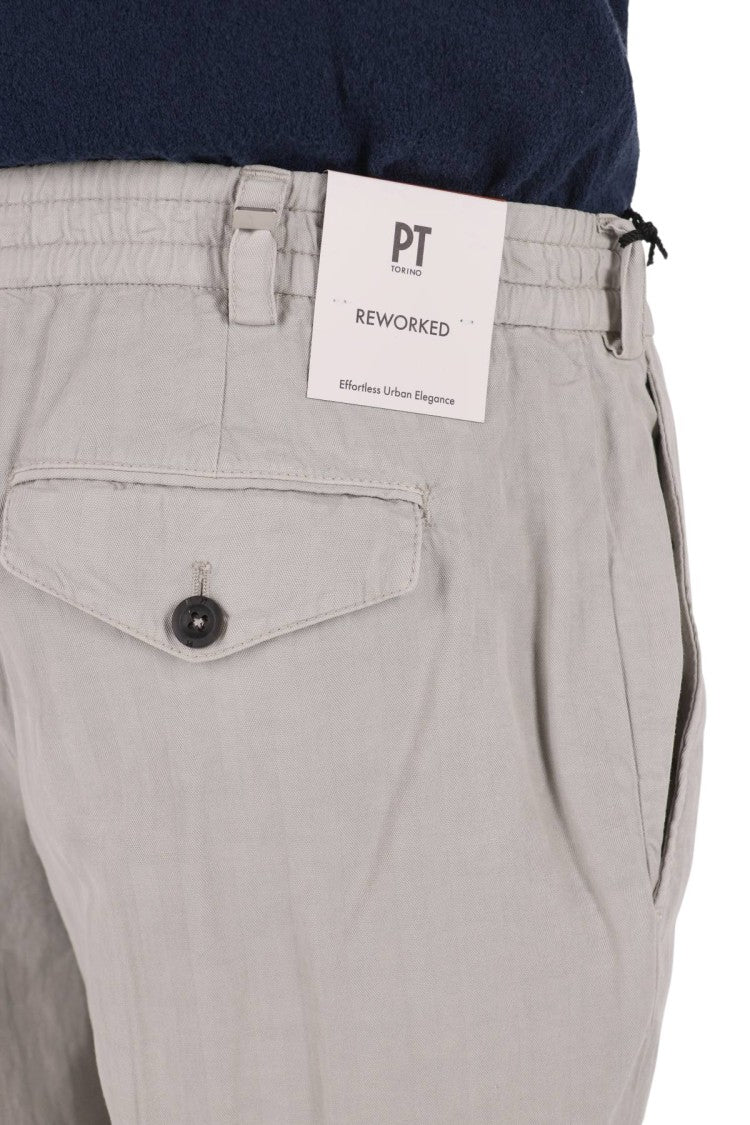 Pt Torino Tailored Pants In Lyocell-Linen-Cotton Blend With Modern Hem