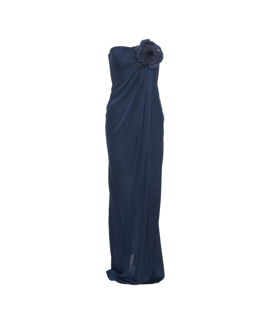 Elisabetta Franchi Draped Evening Dress With Off-Shoulder Neckline