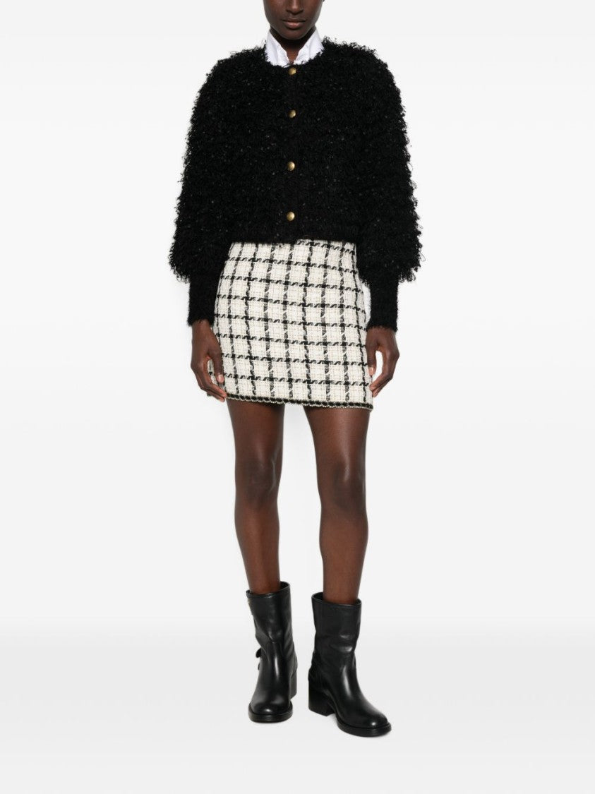 Twin-Set Cropped Textured Gold-Tone Button Accents Cardigan