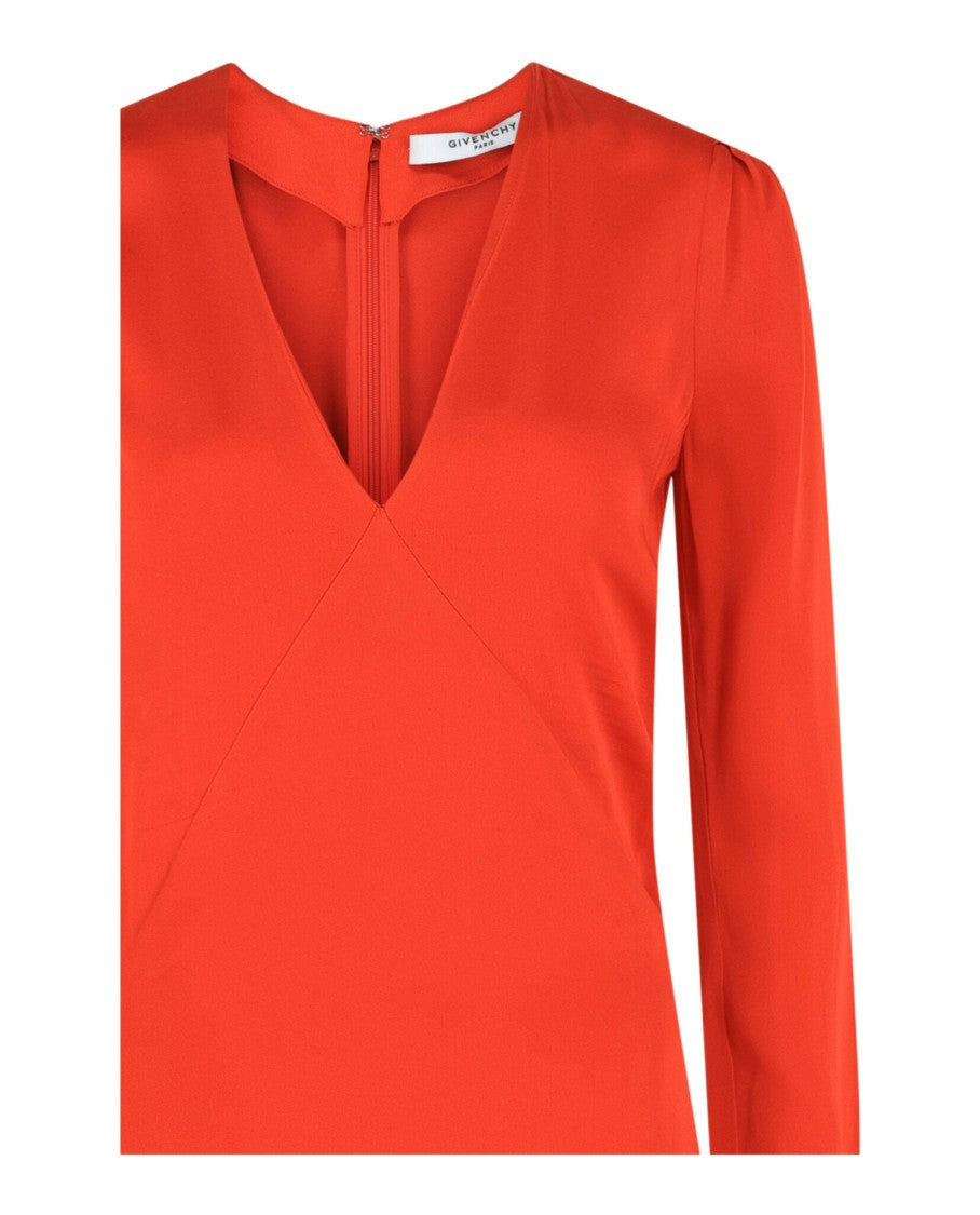 Givenchy V-Neck Long Sleeve Dress