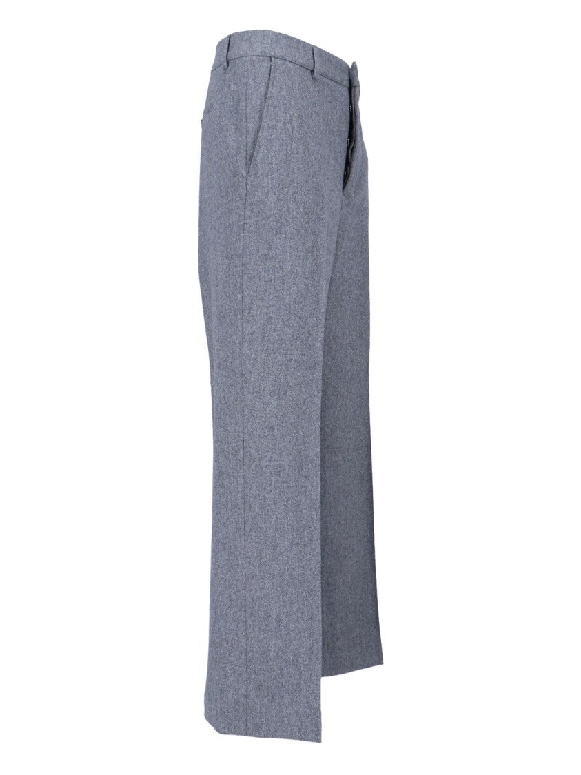 Ami Light Grey Tailored Virgin Wool Trousers