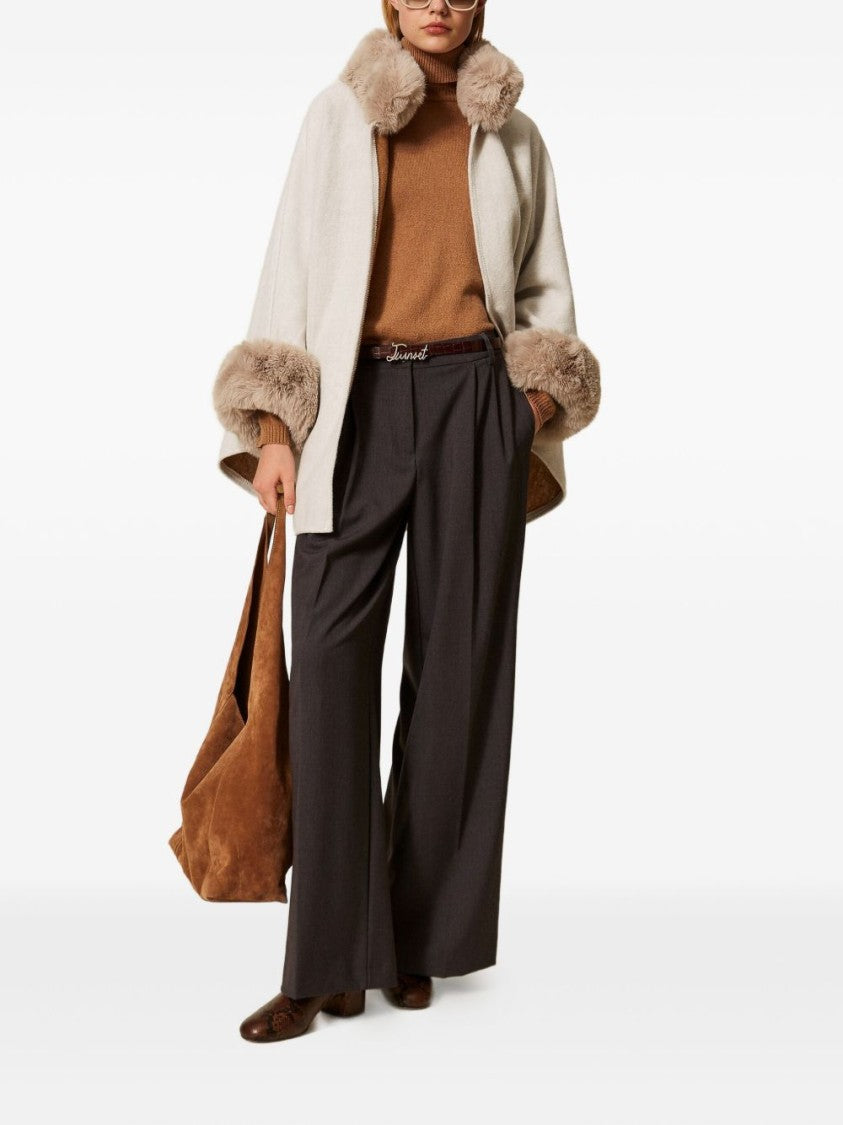 Twin-Set Twin-Set Bianco Cape Coat