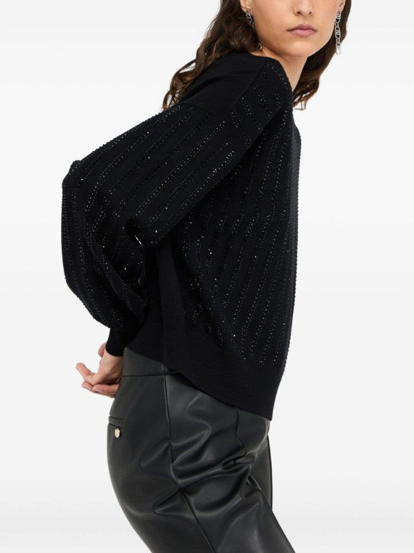 Liu Jo Cropped Sweater With Wide Neckline And Voluminous Sleeves