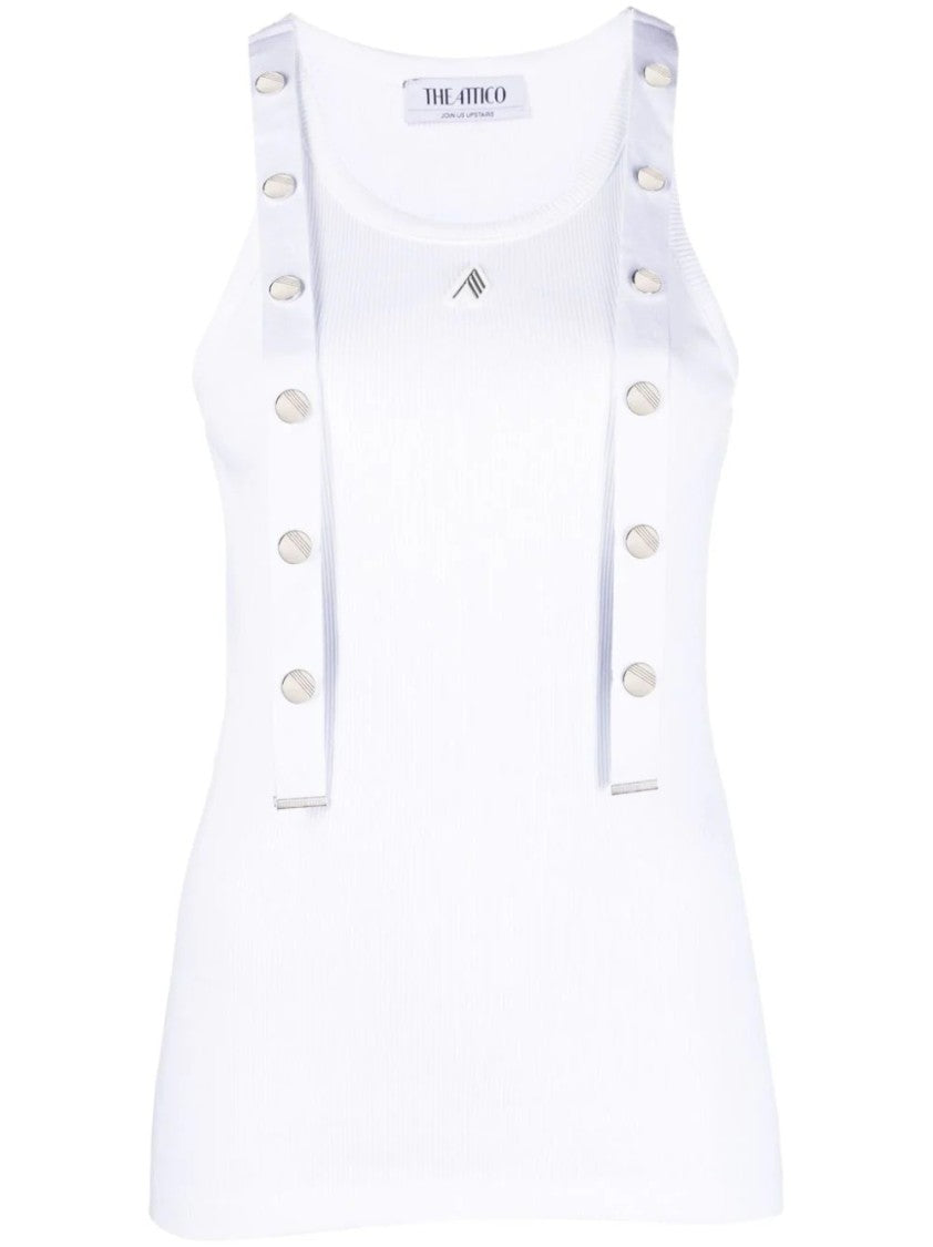 The Attico Ribbed White Tank Top