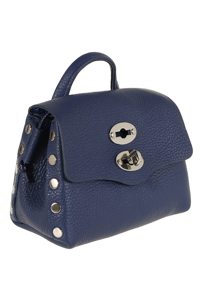 Zanellato Postina Super Baby Studded Laminated Leather Shoulder Bag