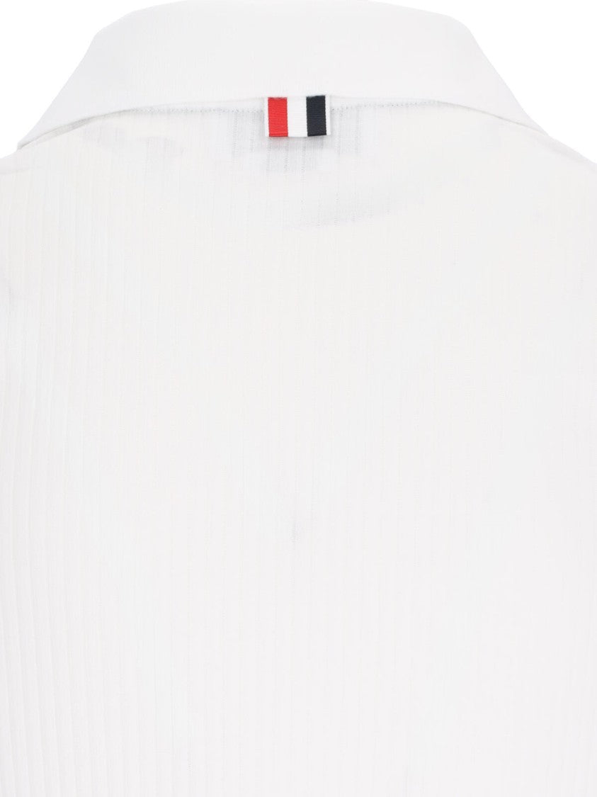Thom Browne "Three Stripes" Knit Polo – White