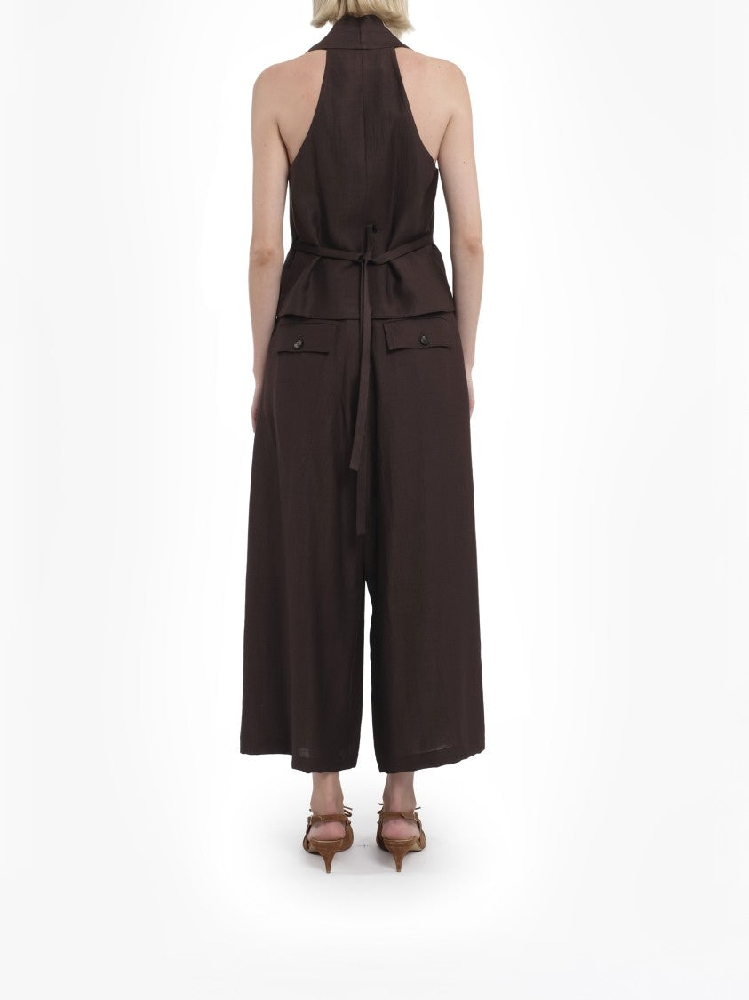 Tela Brown Pantagonna Cookie Wide-Leg Cropped Pants