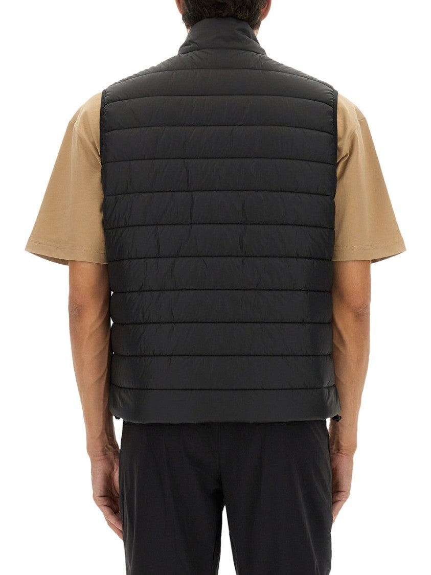 Hugo Quilted Black Vest With High Collar