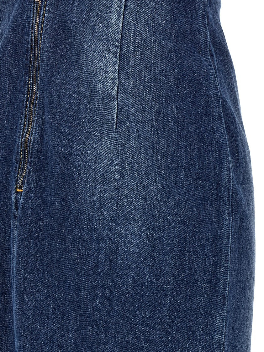 Nensi Dojaka Cotton Denim Midi Dress With Bustier