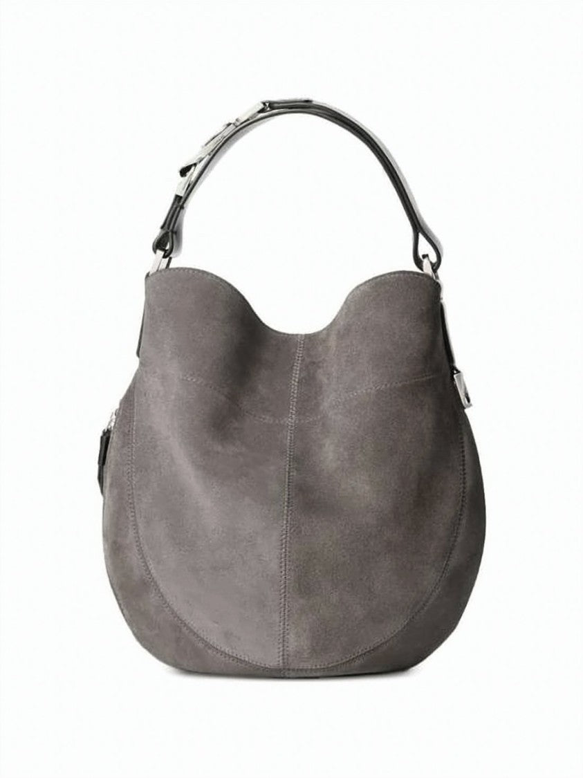 Lemaire Crescent-Shaped Suede Tote With Leather Accents