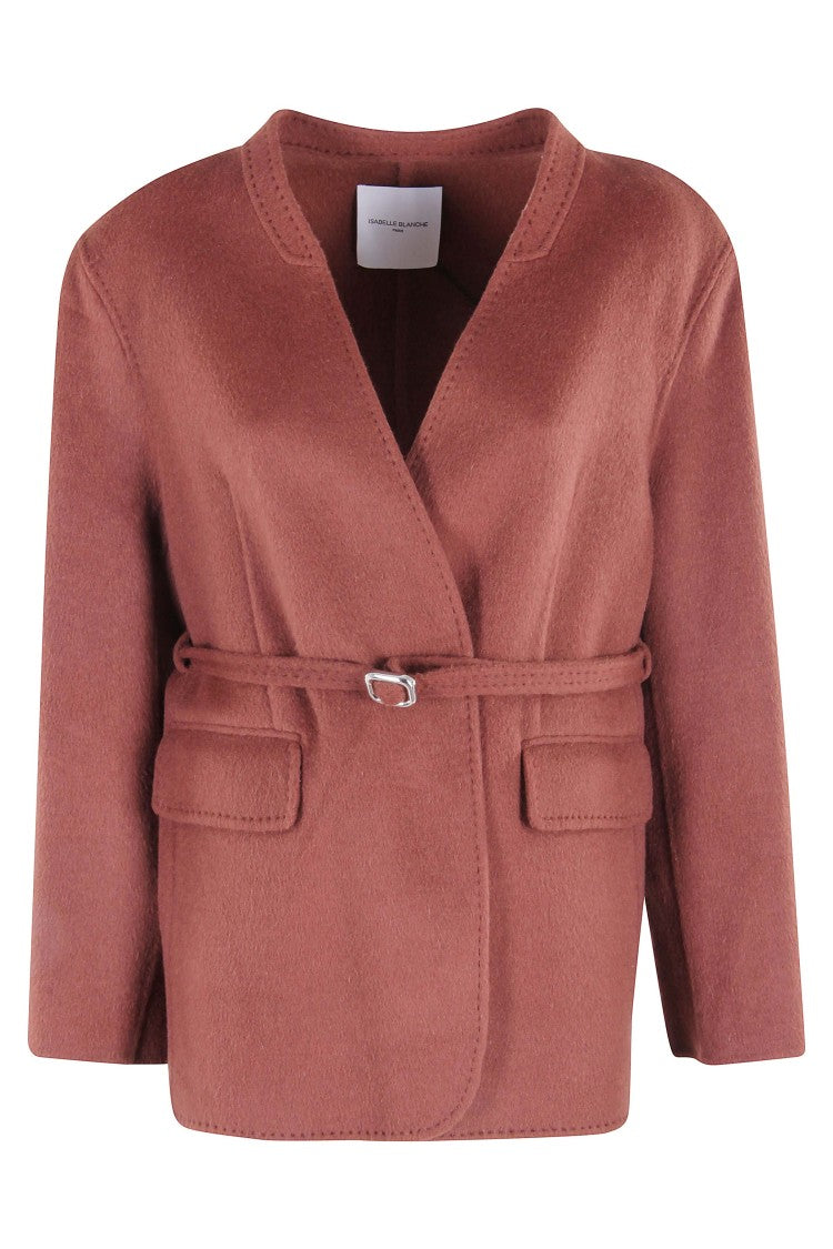 Isabelle Blanche Light Mahogany Wool Jacket With Korean Collar