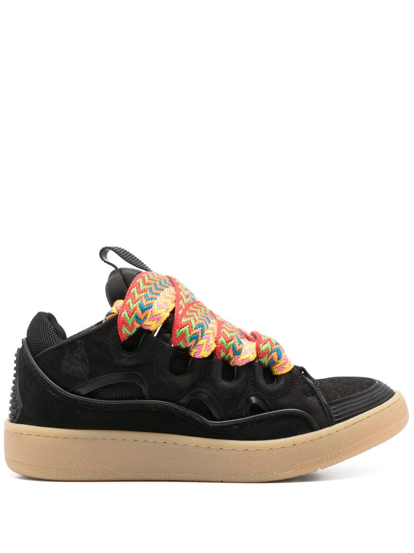Lanvin Black Curb Sneakers 90S-Inspired Suede Sneakers