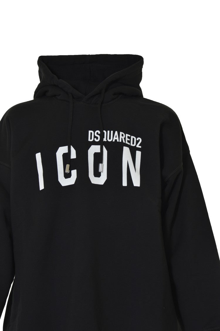 Dsquared2 Black Cotton Icon Maxi Hoodie