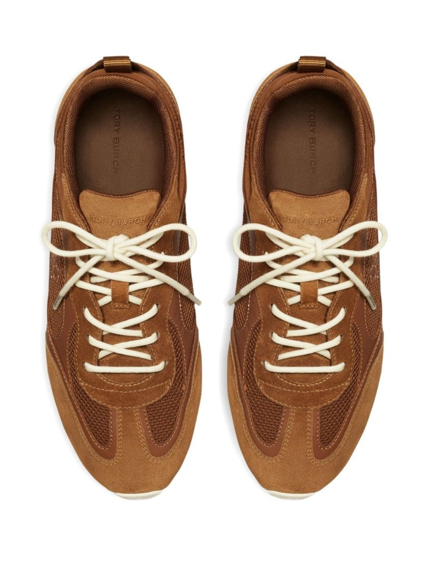 Tory Burch Brown Cognac Suede/Mesh Sneakers