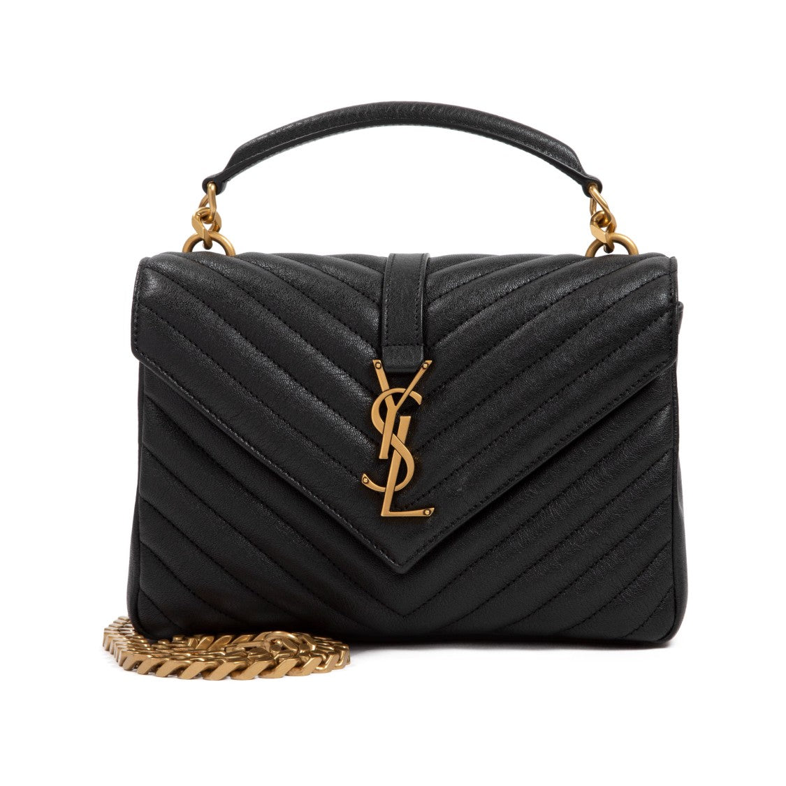 Saint Laurent Black College Medium Bag In Matelassé Leather