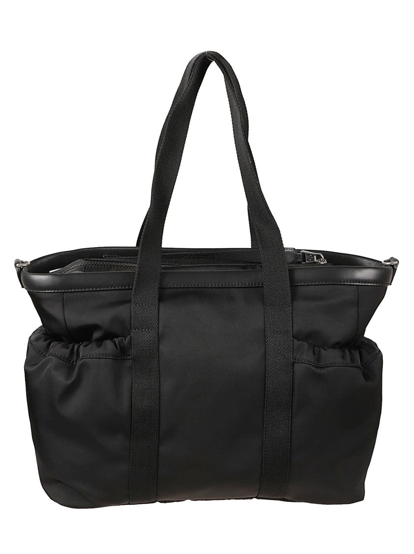 Moncler Kids Dual-Handled Black Tote Bag With Drawstring And Metallic Accent