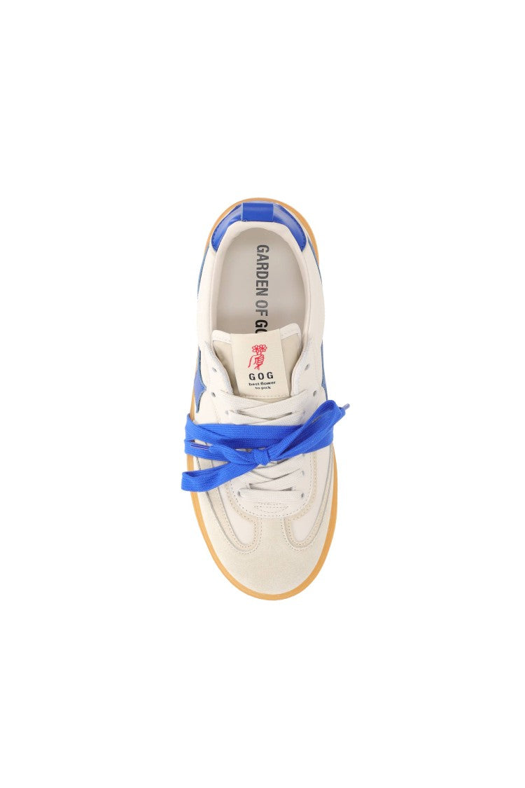 Garden Of God Earth Leather And Suede China Blue Detail Sneakers