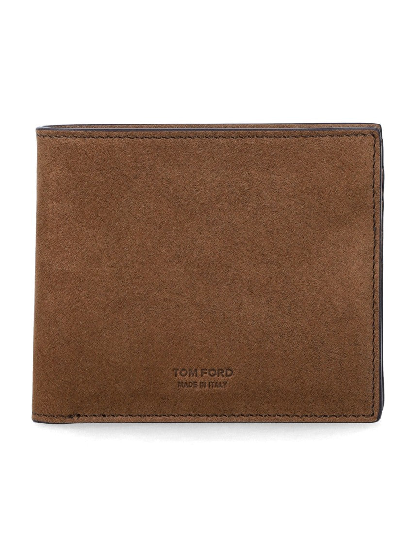Tom Ford Nubuk Leather Bifold Wallet With Refined Texture And Compact Design