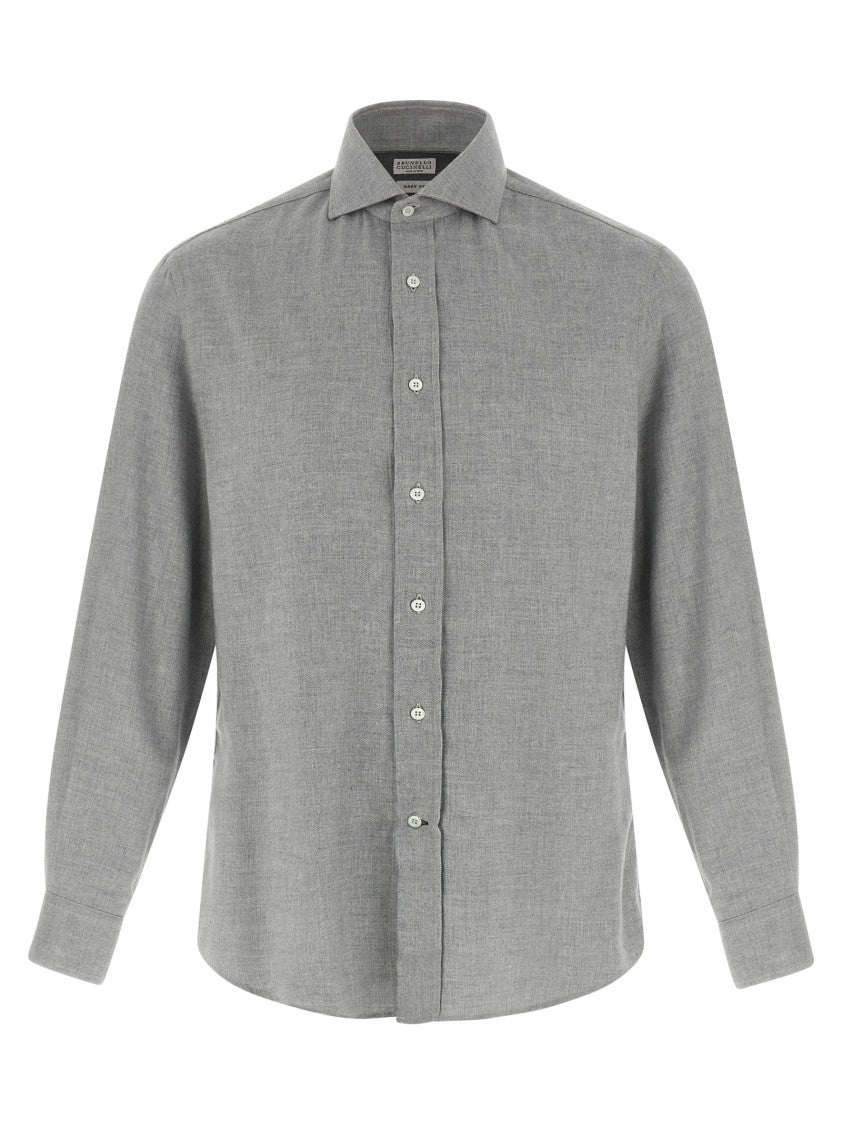 Brunello Cucinelli Cotton Blend Shirt With Classic Collar And Timeless Design