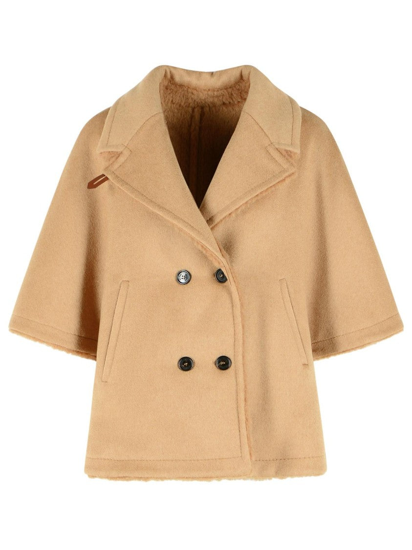 Max Mara Reversible Double Draped Cape In Smooth Baby Camel