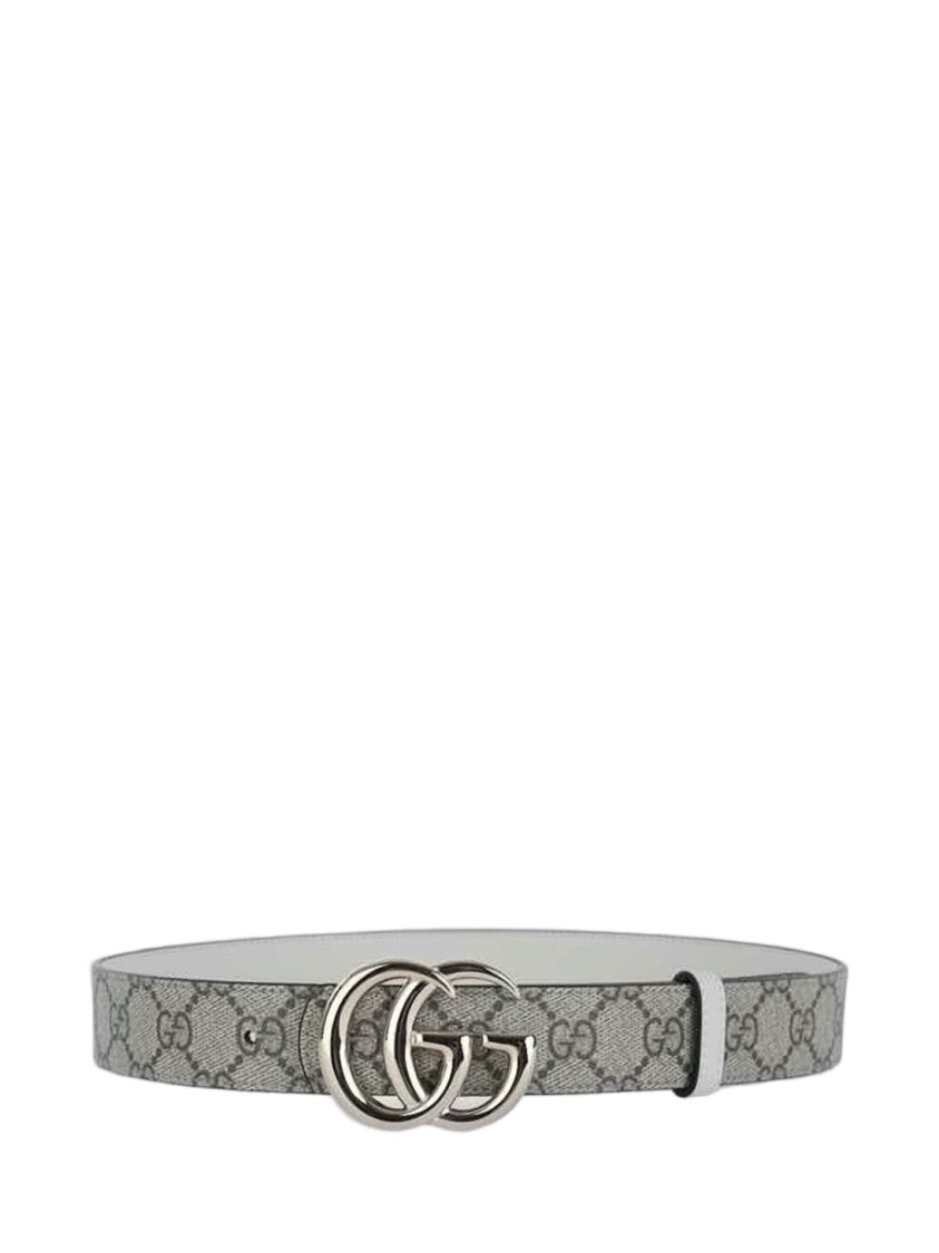 Gucci Grey Fabric Strap Belt With Double-G Buckle
