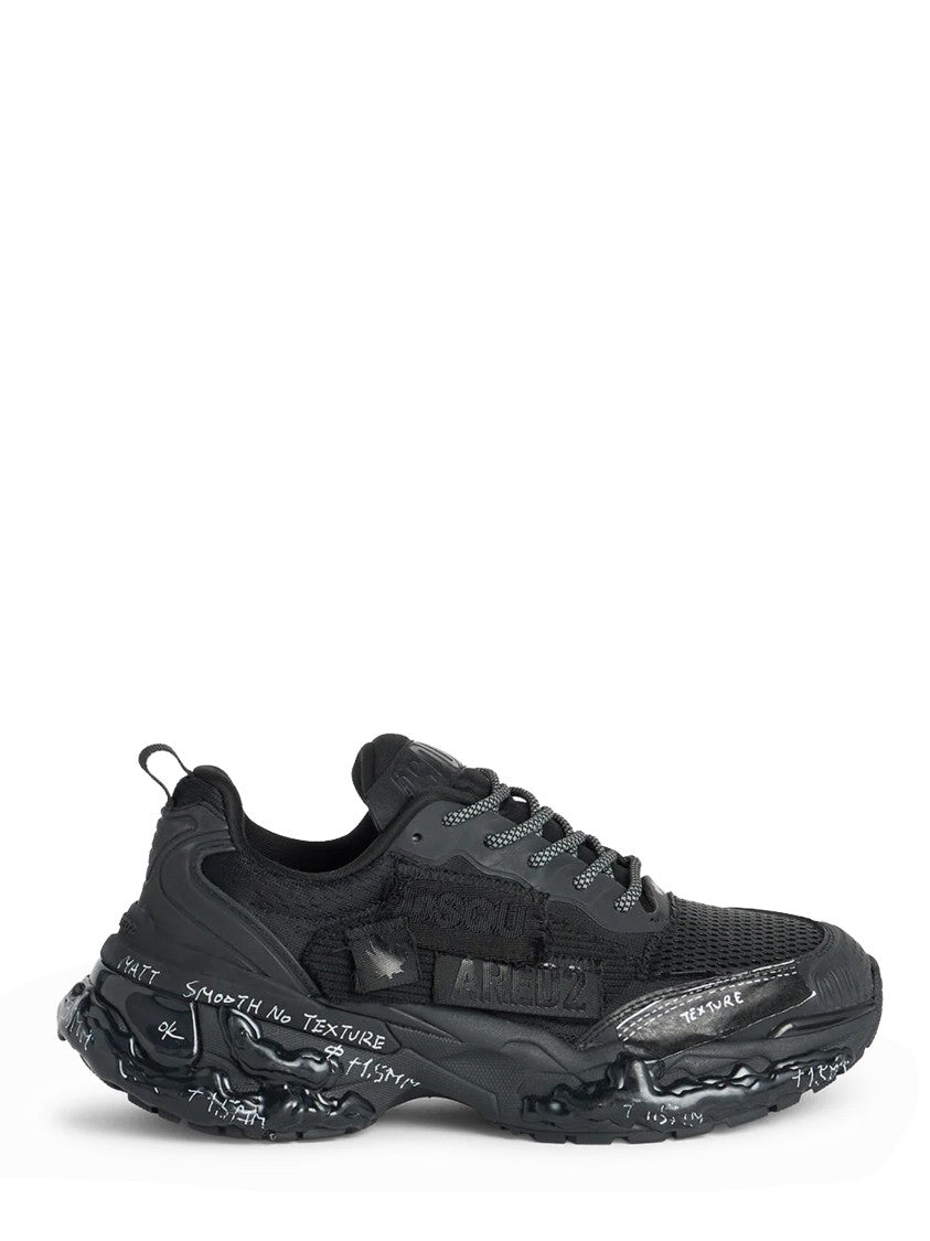 Dsquared2 Textured Mesh Sneakers With Reflective Accents And Artistic Sole