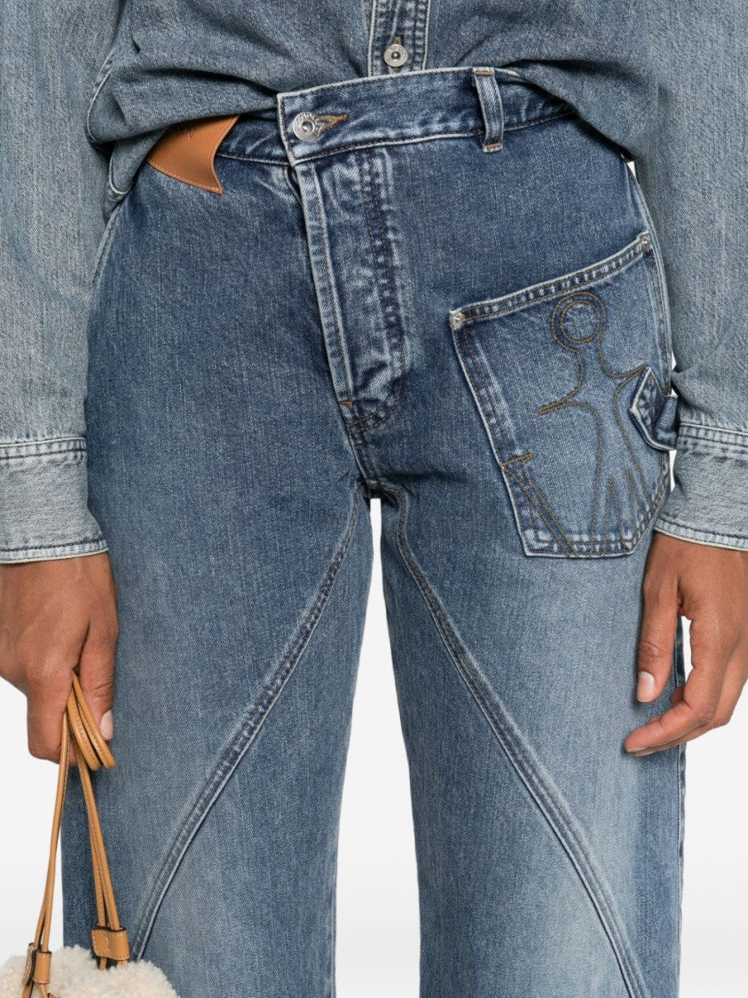 J. W. Anderson Wide-Leg Denim Jeans With Diagonal Seam Detailing