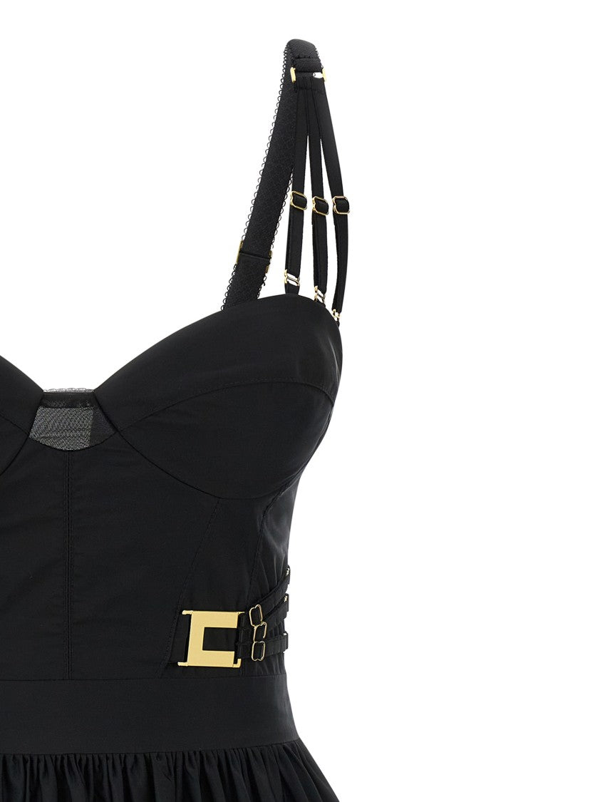 Elisabetta Franchi Taffeta Mini Dress With Corset Bodice And Balloon Skirt
