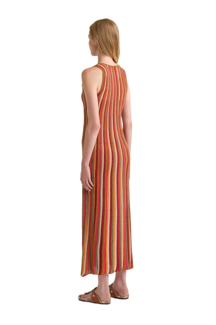 Maliparmi Lurex Textured Striped Sinuous Flared Dress
