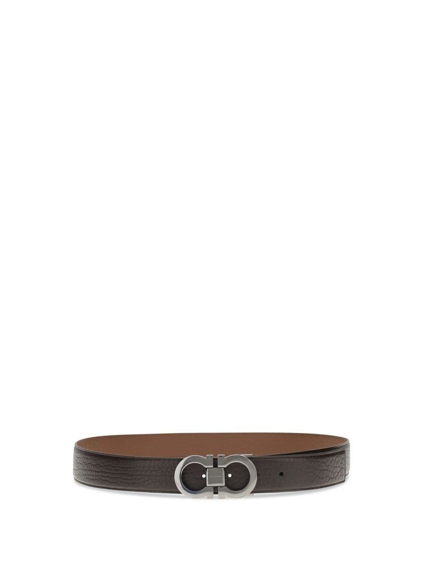 Ferragamo Radica Brown Belt With Polished Texture And Minimal Design