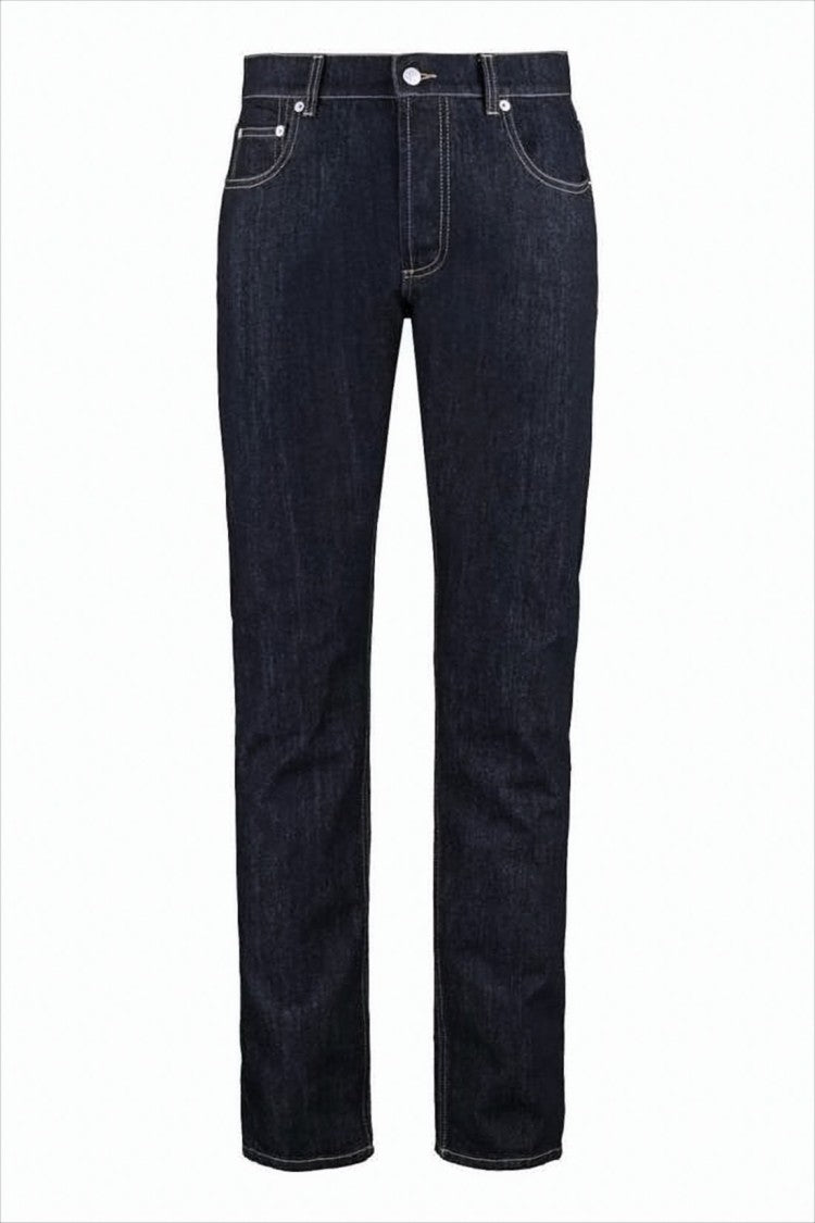 Alexander Mcqueen Dark Indigo Straight-Leg Denim Pants With Five-Pocket Design