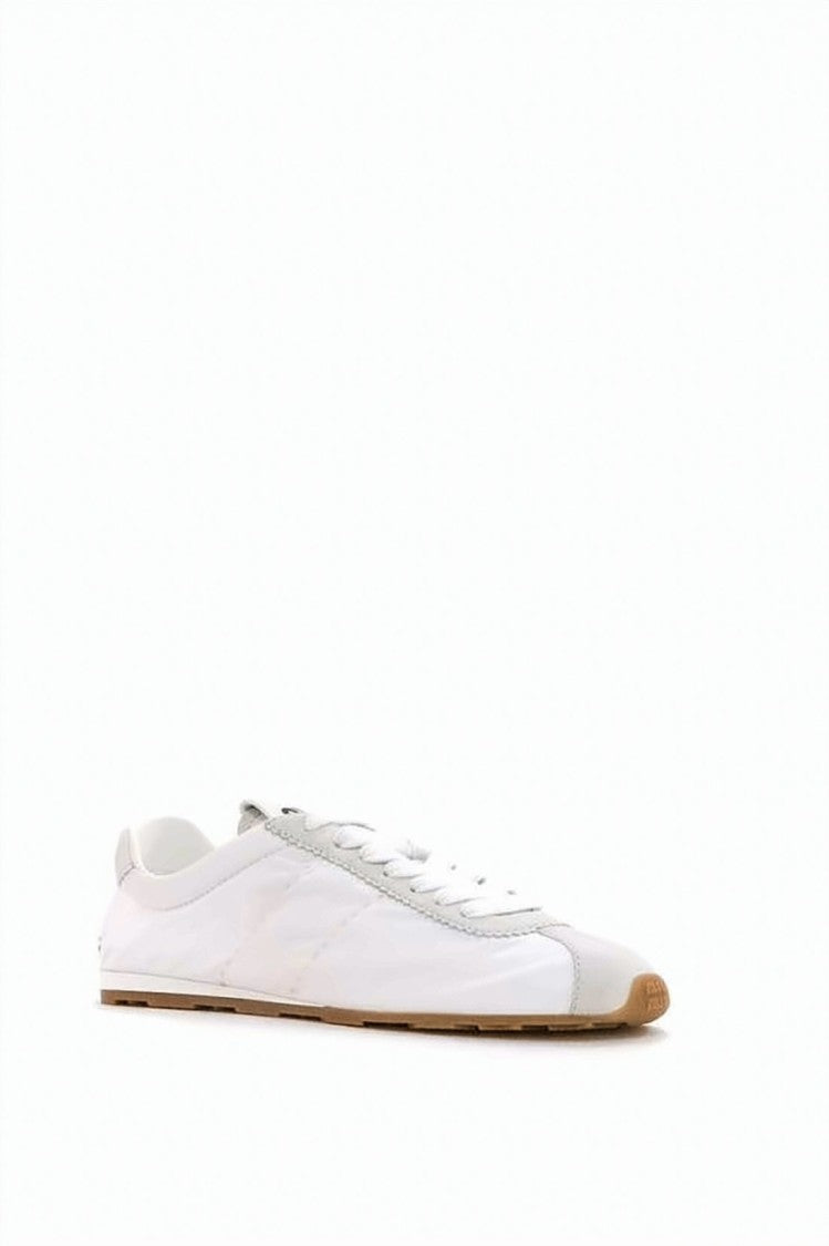 Miu Miu Low-Profile White Sneakers With Recycled Materials And Contrasting Sole