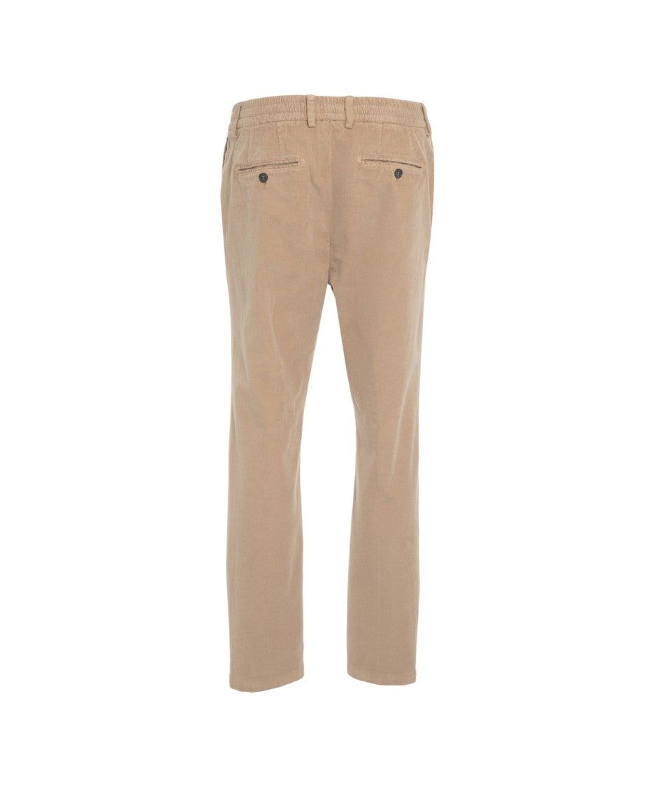 Cruna Beige Chinos With Fine Ribbed Texture