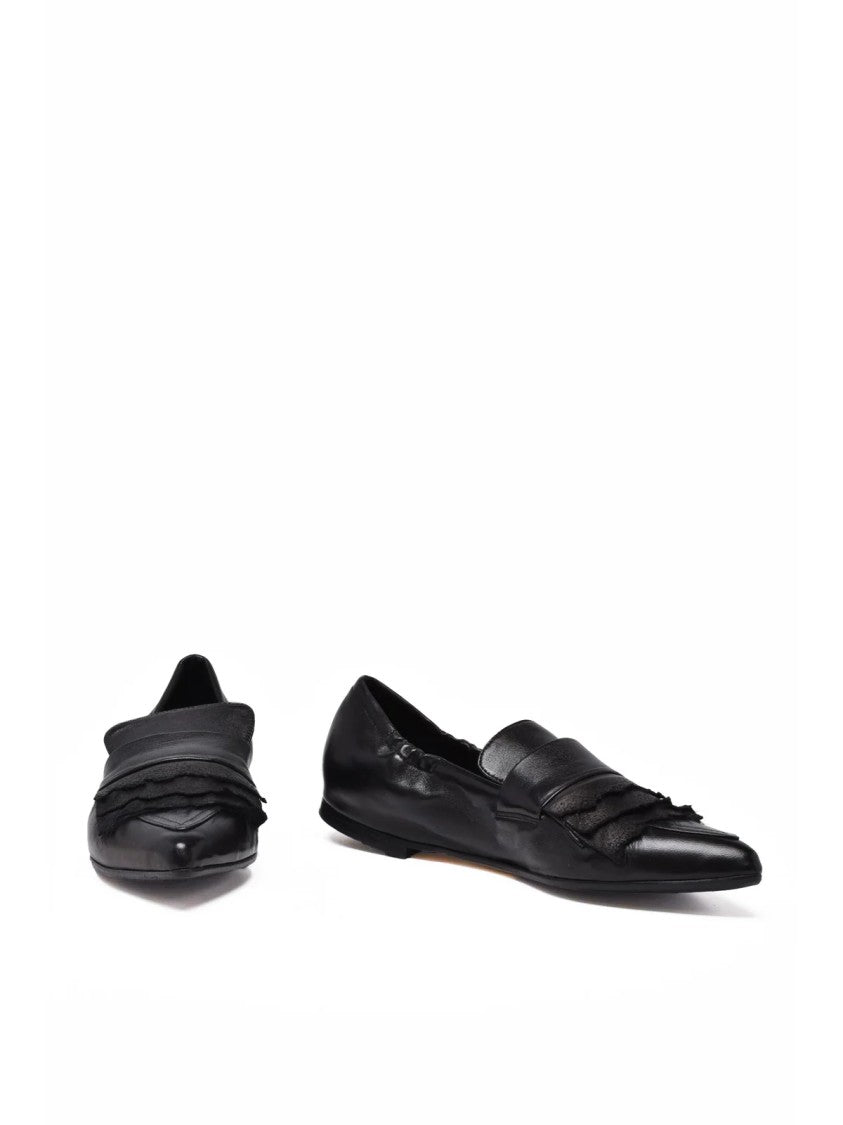 Lorena Paggi Black Leather Pointed Flats
