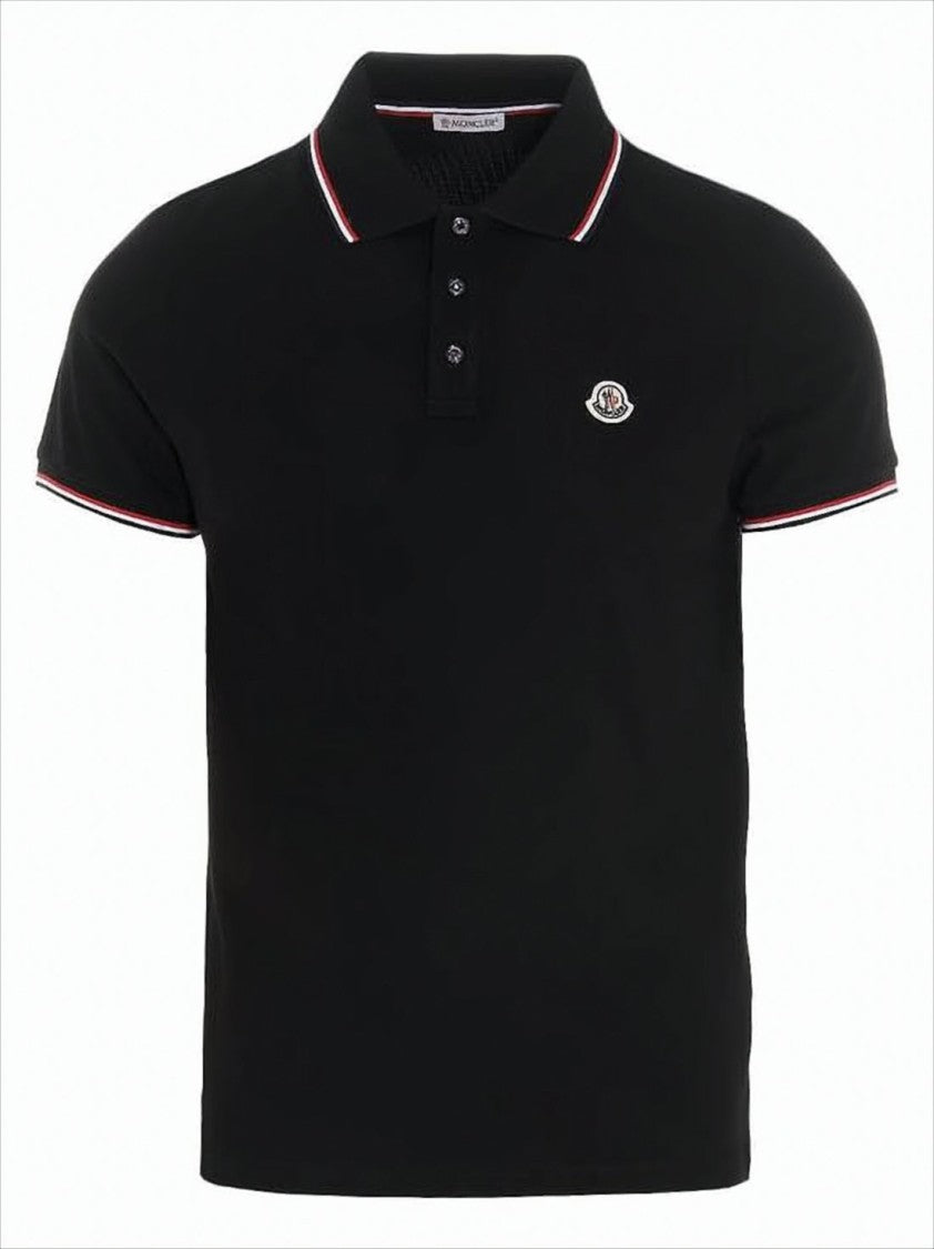 Moncler Short-Sleeve Polo Shirt With Ribbed Collar