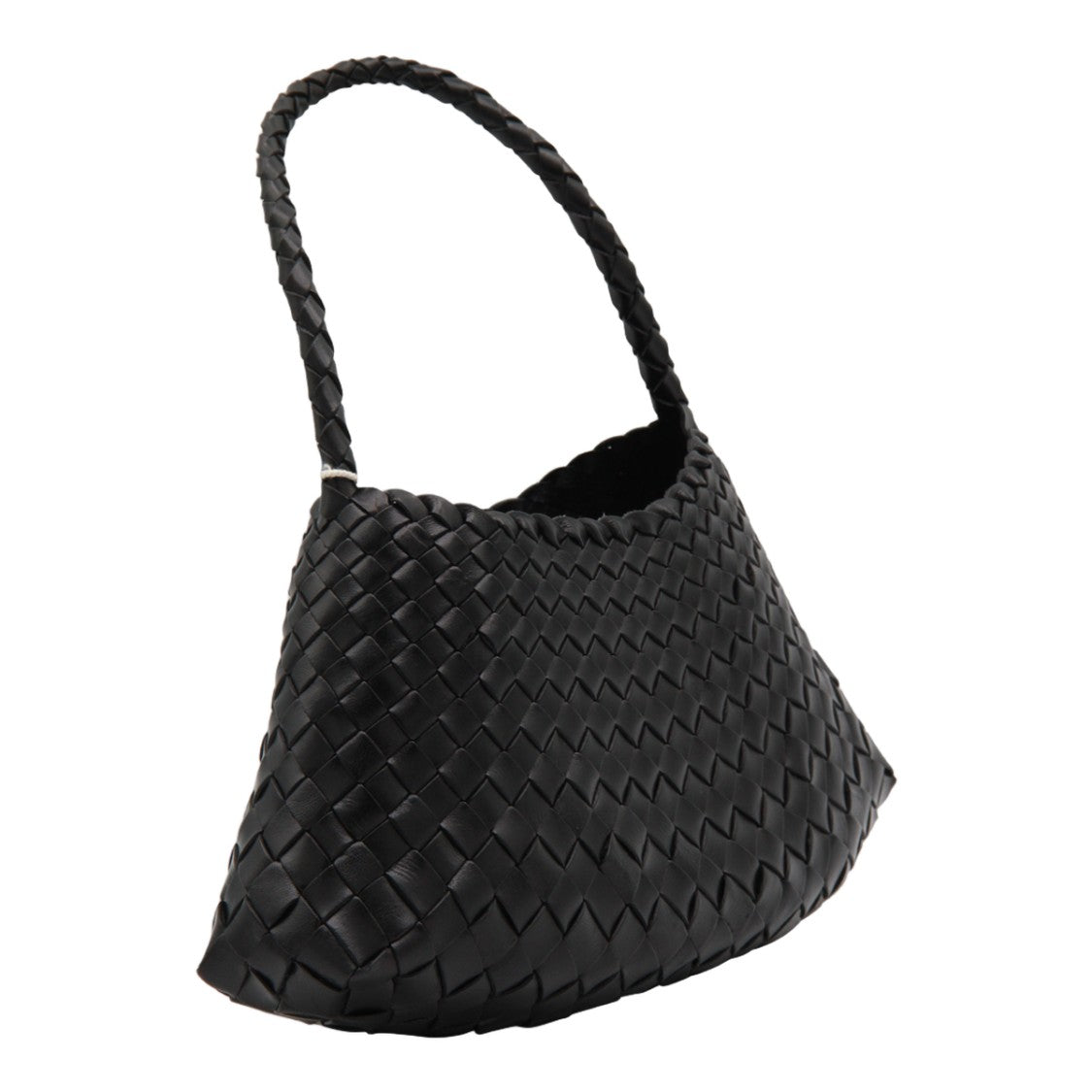 Dragon Diffusion Woven Black Handbag With Scalloped Edges