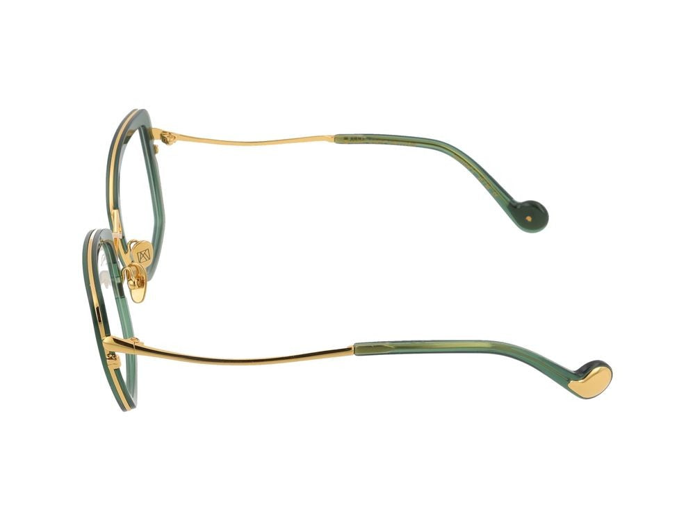 Anna-Karin Karlsson Bold Oversized Translucent Jade Green Square Eyeglasses