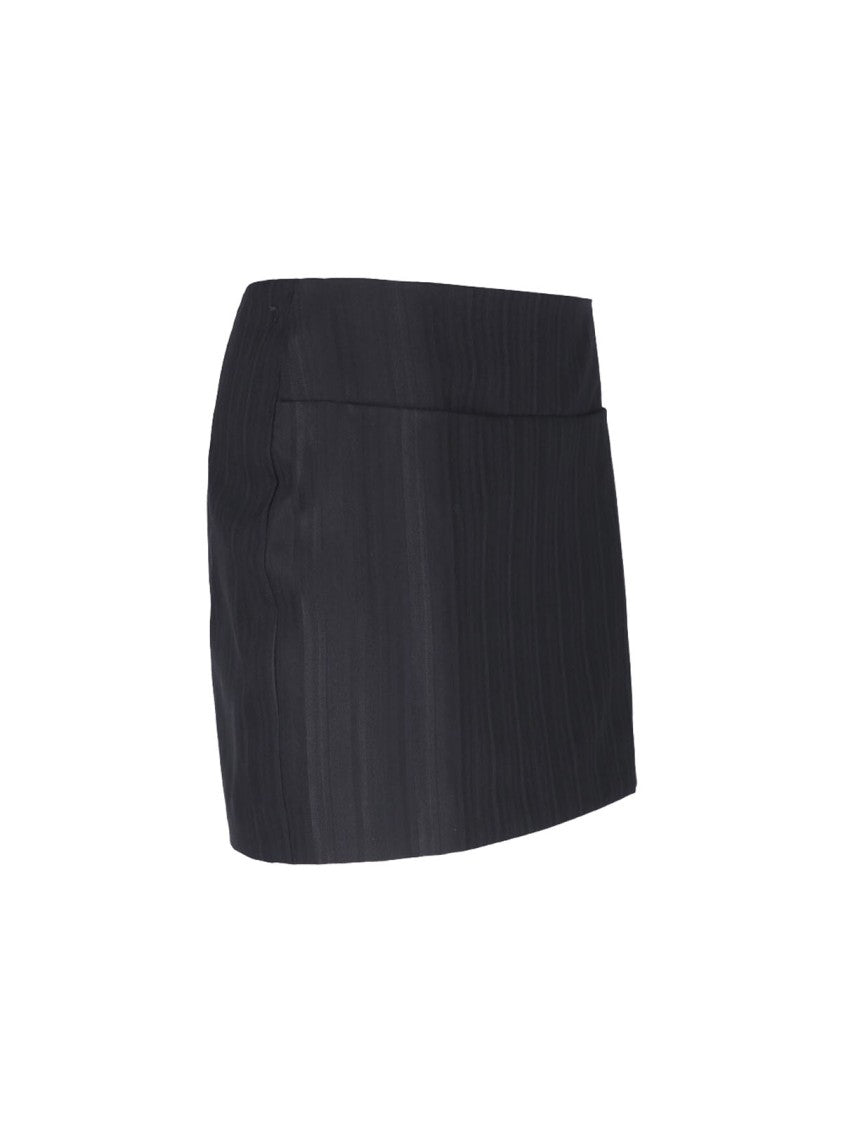 Dondup Black Gessato Wool Pinstripe Mini Skirt