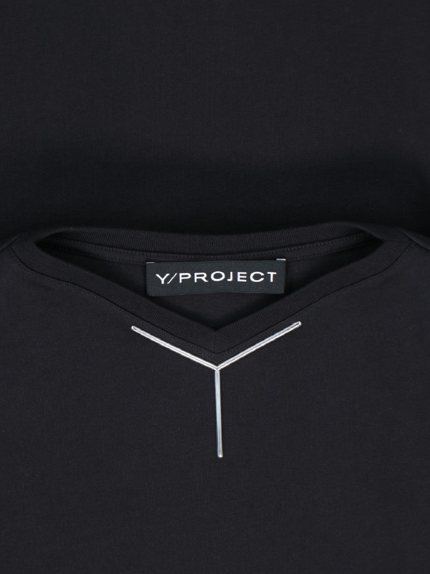 Y/Project Basic T-Shirt In Black Cotton Crew Neck
