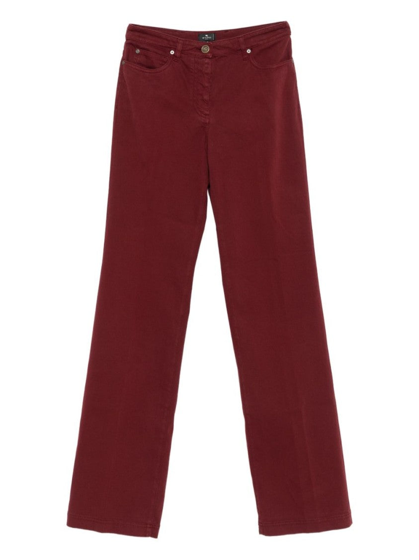 Etro Bordeaux Wide-Leg Jeans With High Waist