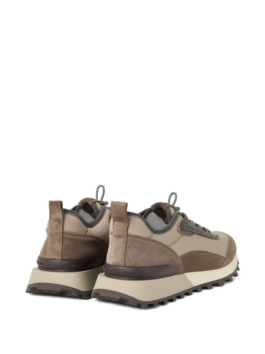 Brunello Cucinelli Runners In Techno Fabric And Suede